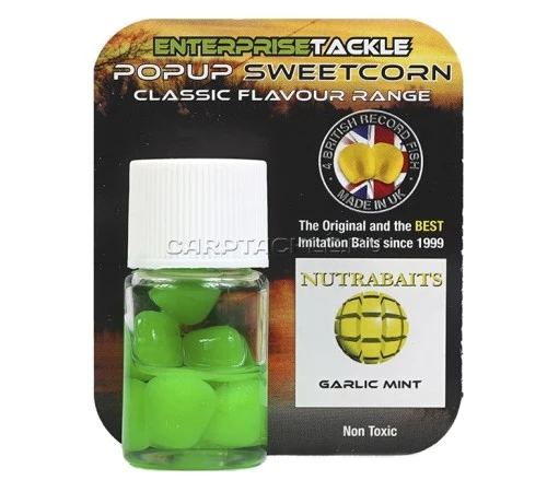 Искусственная плавающая насадка Enterprise Tackle Pop Up Sweetcorn NUTRABAITS GARLIC MINT Чеснок с ментолом